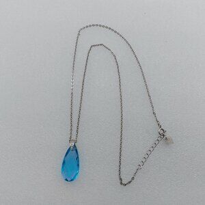 925 Silver Necklace With Blue Teardrop Pendant